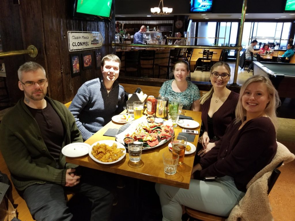 Saying goodbye to Sonia Evagelou, who spent four years in our lab as an undergrad and grad student. Wishing you the best in your next step as technologist at Sick Kids – April 2019